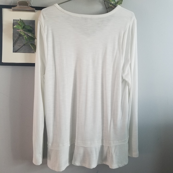 J. Crew Mercantile V Neck Ruffle Hem Shirt XL - Picture 2 of 4
